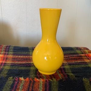 Vintage Glazed Pottery Yellow Vase